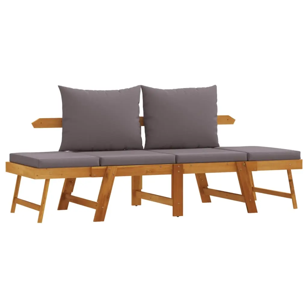 Garden Bench with Cushions 2-in-1 Solid Wood Acacia 367580