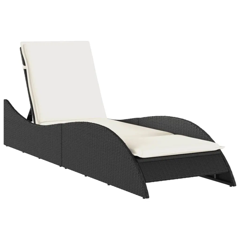 Sun Lounger with Cushion Black 60x205x73 cm Poly Rattan 368278 - Furniture