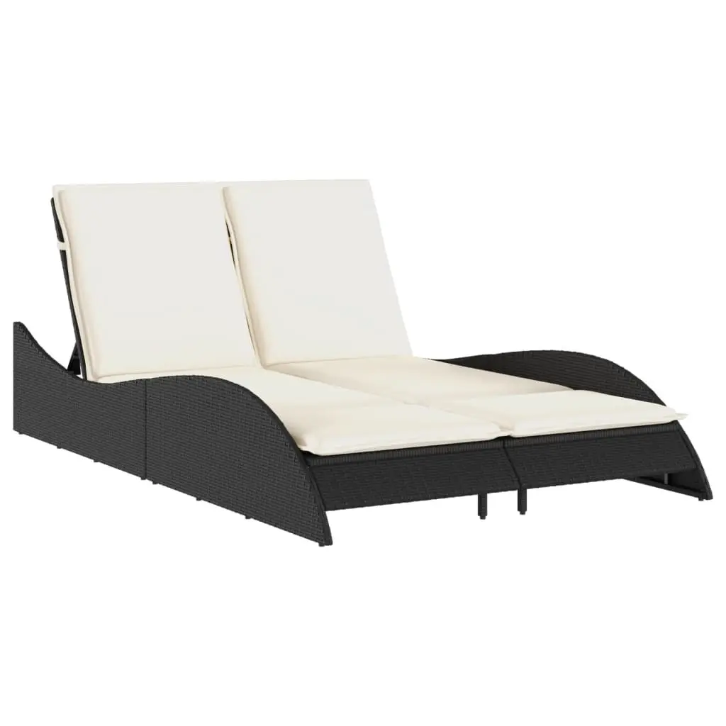 Sun Lounger with Cushions Black 114x205x73 cm Poly Rattan 368287 - Furniture