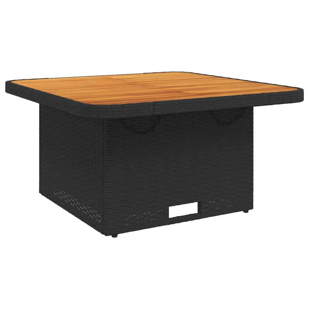 Garden Table Black 80x80x71 cm Poly Rattan and Acacia Wood 368269 - Furniture