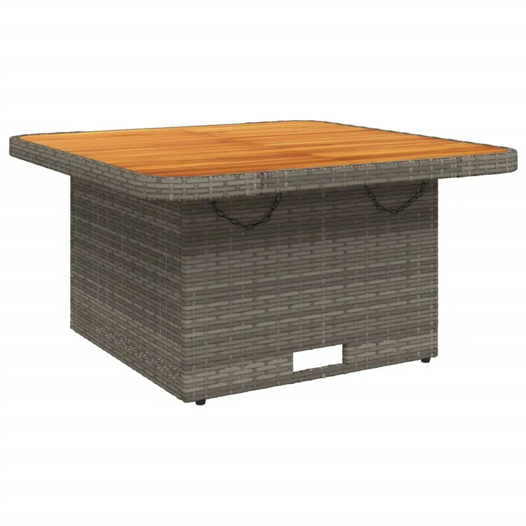 Garden Table Grey 80x80x71 cm Poly Rattan and Acacia Wood 368270 - Furniture