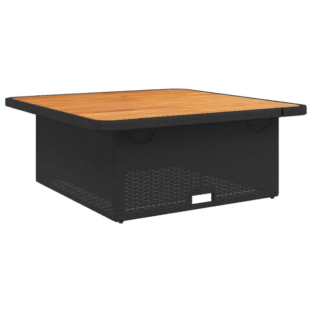 Garden Table Black 110x110x71 cm Poly Rattan and Acacia Wood 368272 - Furniture