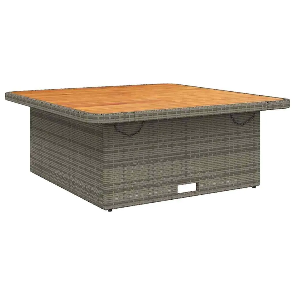 Garden Table Grey 110x110x71 cm Poly Rattan and Acacia Wood 368273 - Furniture