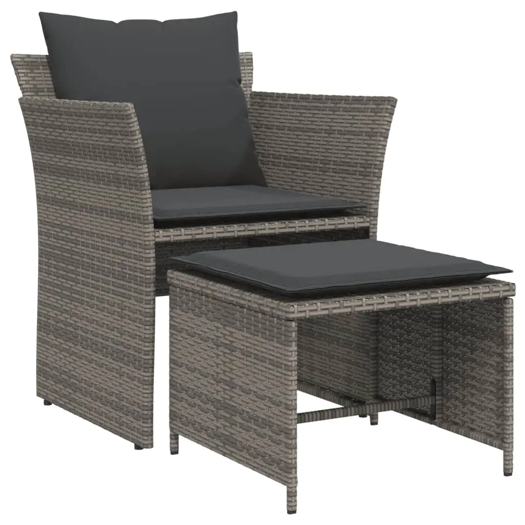 Garden Chair with Footstool Grey Poly Rattan 368618 - Furniture