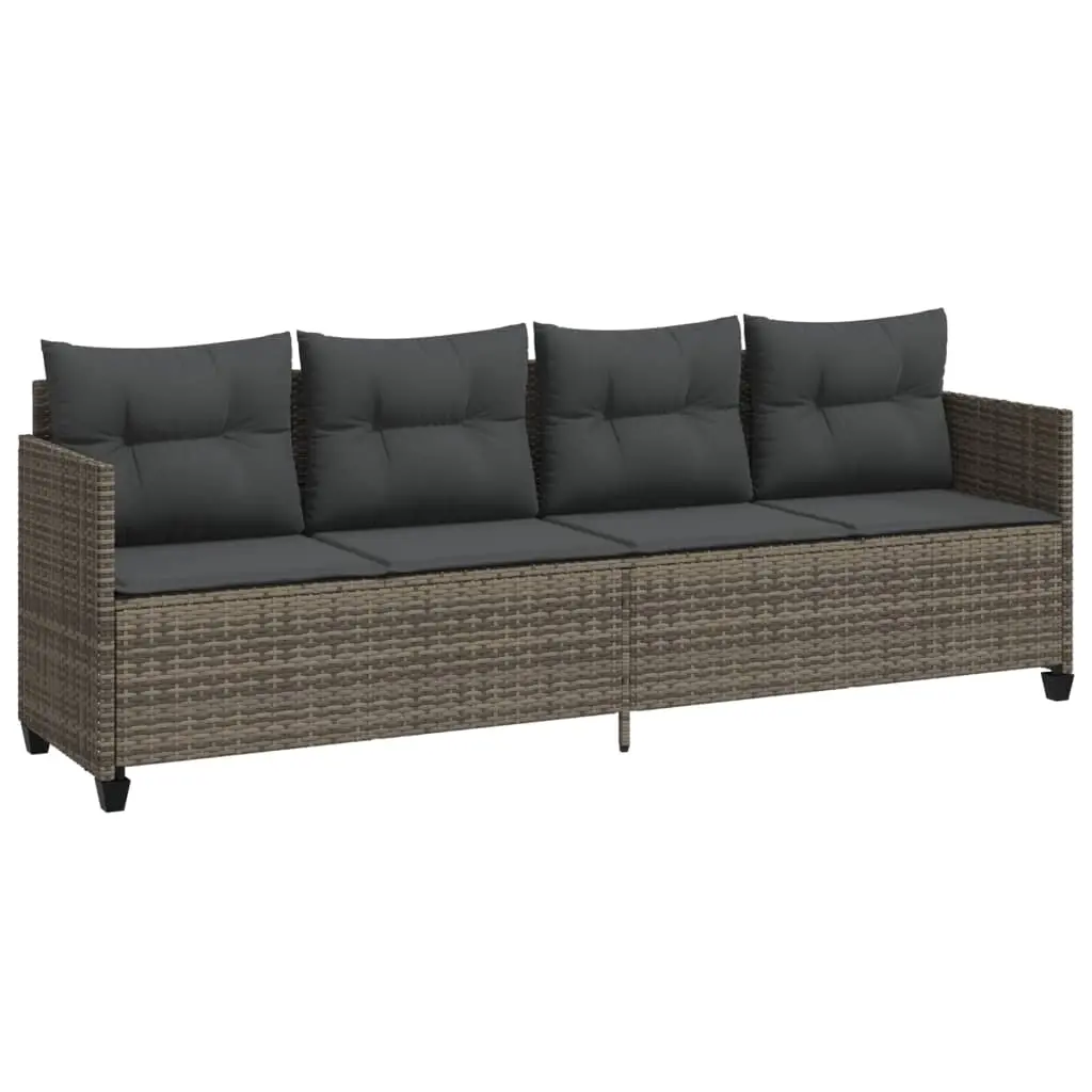 Sun Lounger with Cushions Grey Poly Rattan 368328 - Furniture