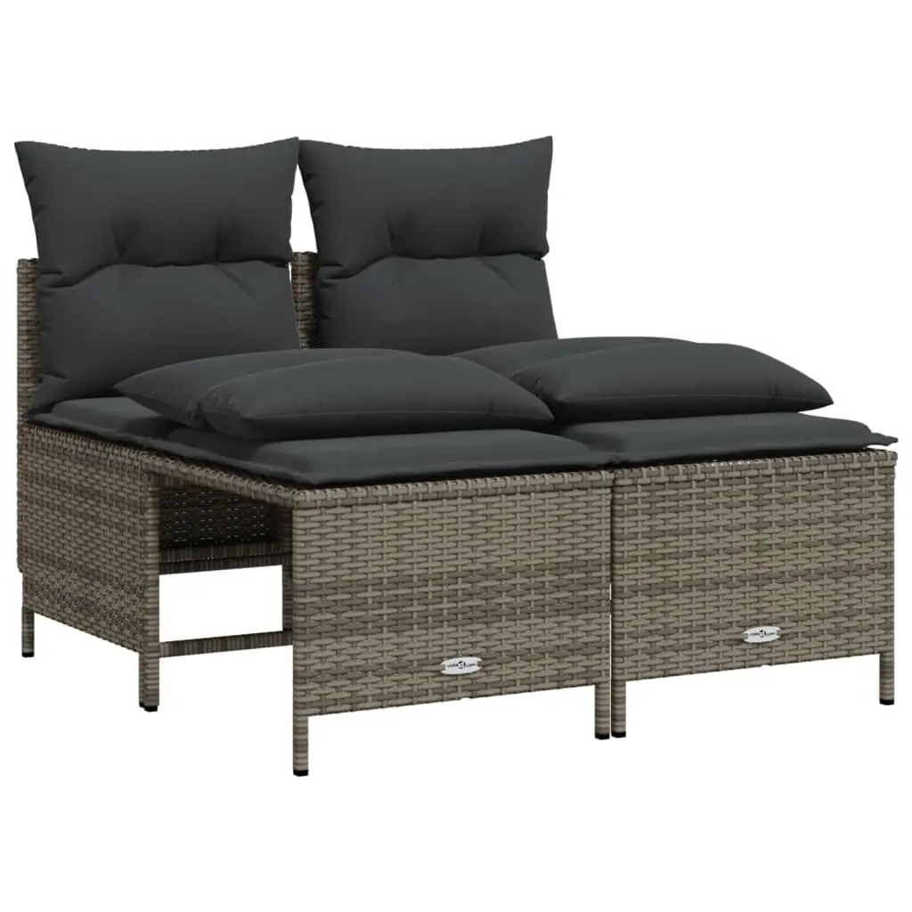 4 Piece Garden Sofa Set with Cushions Grey Poly Rattan 368373 - Furniture