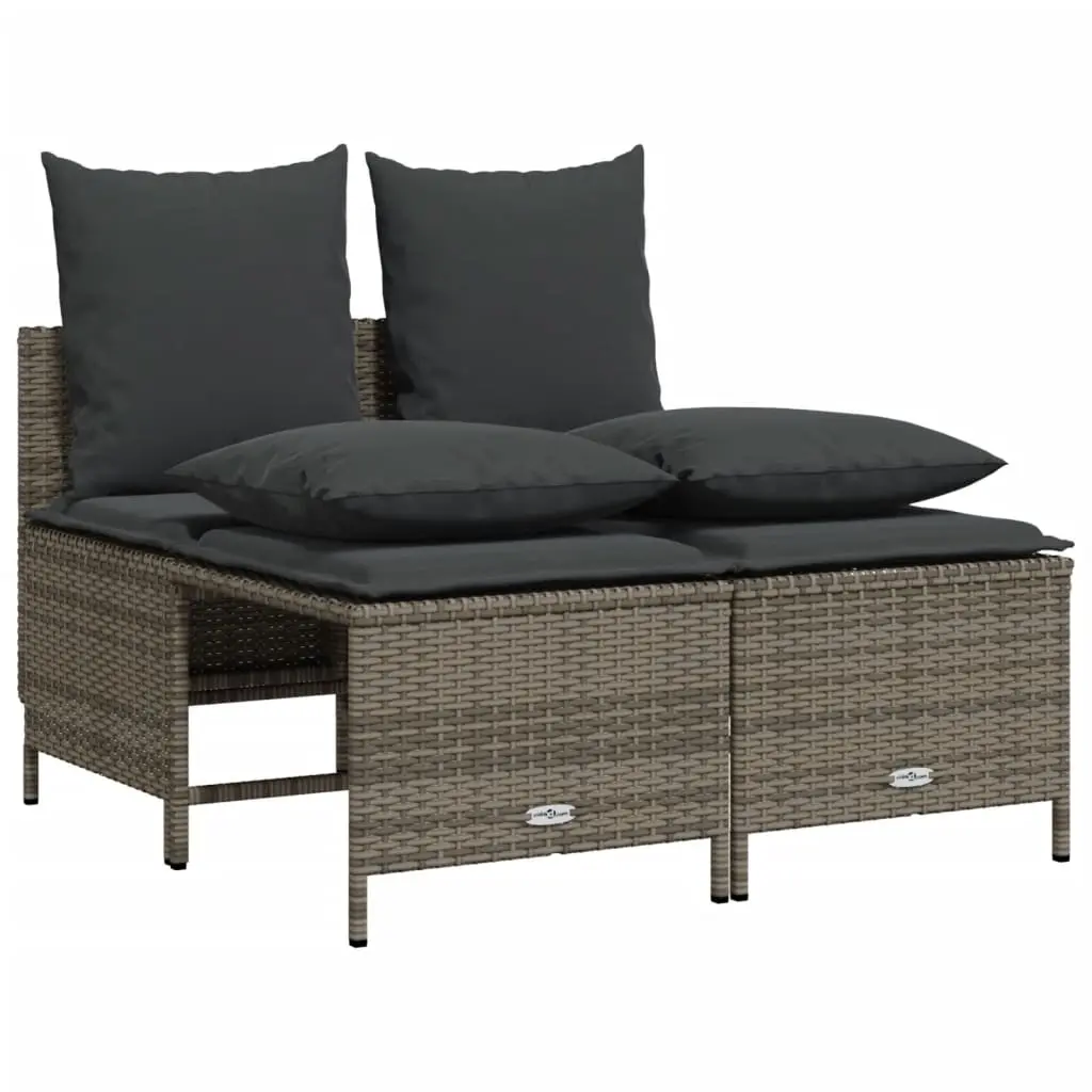 4 Piece Garden Sofa Set with Cushions Grey Poly Rattan 368382 - Furniture