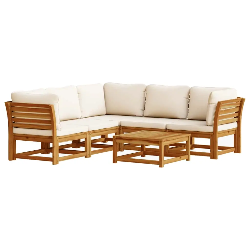 6 Piece Garden Lounge Set with Cushions Solid Wood Acacia 3214288 - Furniture