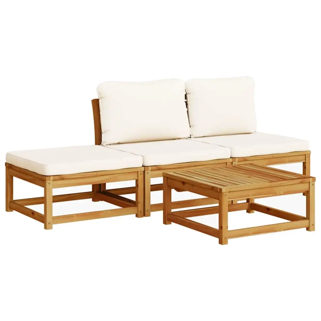 4 Piece Garden Lounge Set with Cushions Solid Wood Acacia 3214303 - Furniture