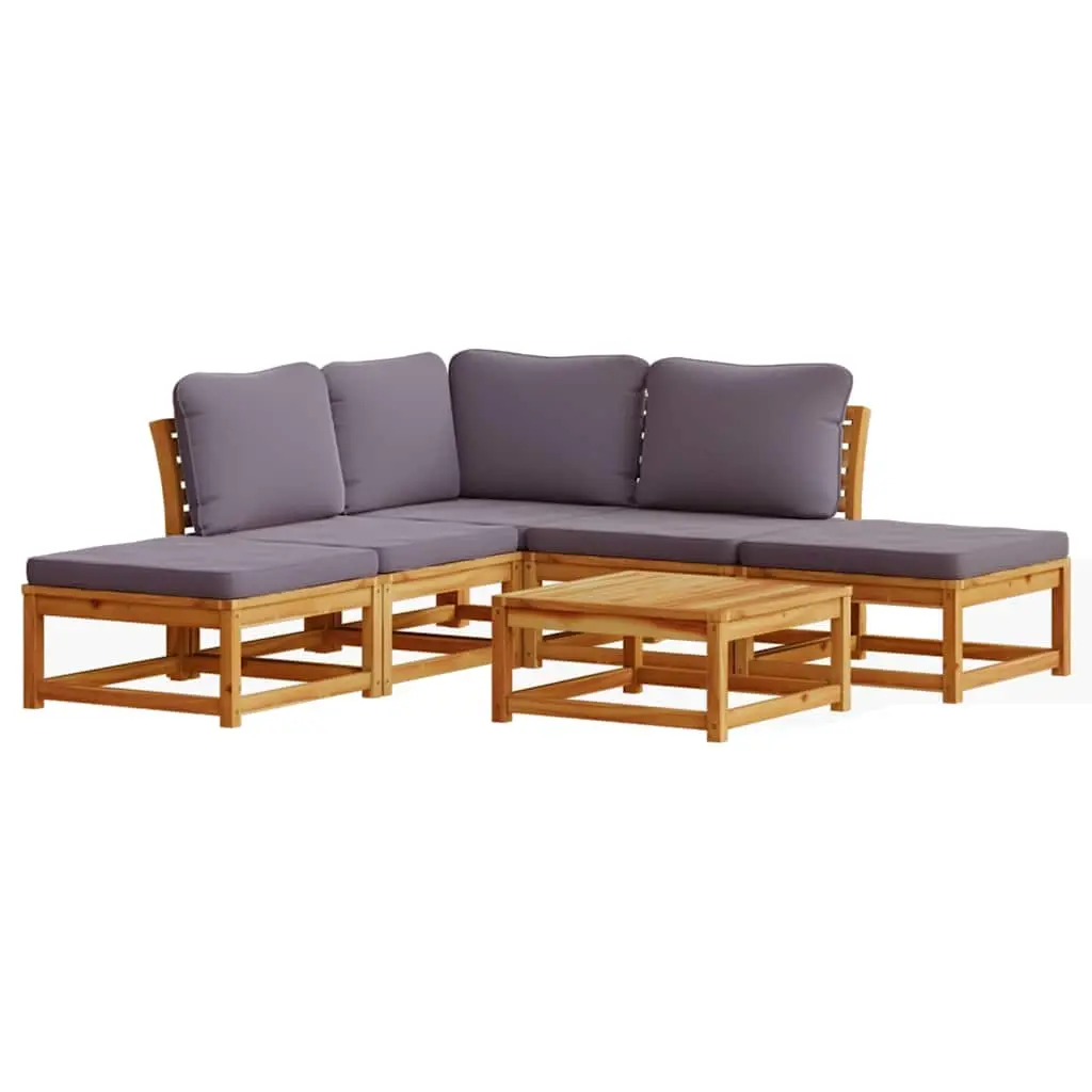 6 Piece Garden Lounge Set with Cushions Solid Wood Acacia 3214306 - Furniture