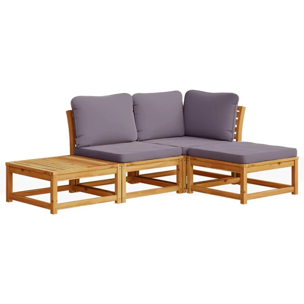 4 Piece Garden Lounge Set with Cushions Solid Wood Acacia 3214307 - Furniture