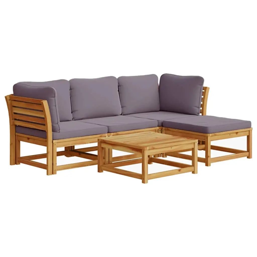 5 Piece Garden Lounge Set with Cushions Solid Wood Acacia 3214309 - Furniture