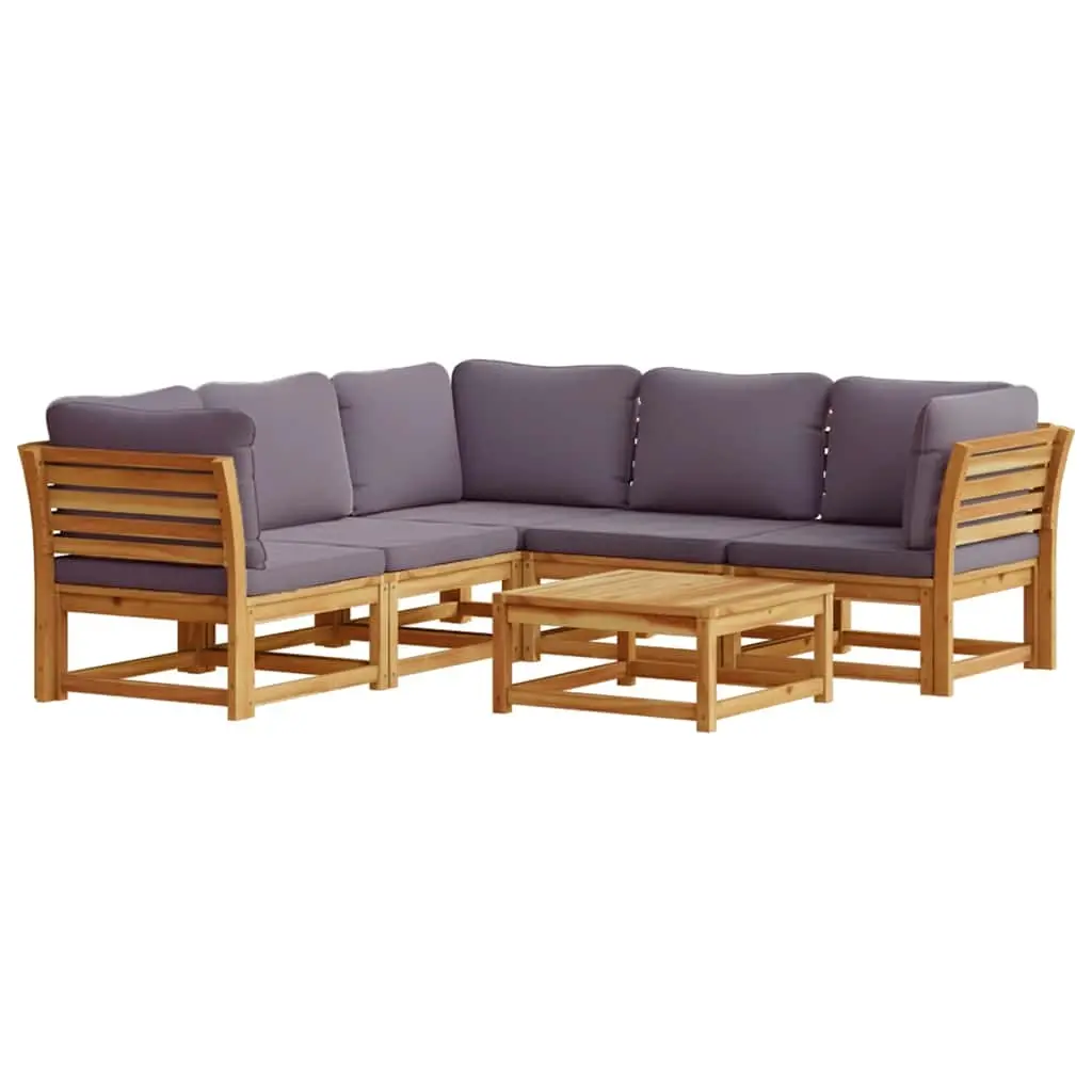6 Piece Garden Lounge Set with Cushions Solid Wood Acacia 3214311 - Furniture