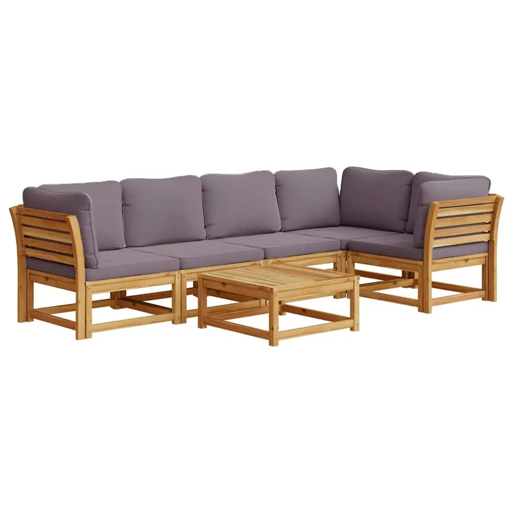 6 Piece Garden Lounge Set with Cushions Solid Wood Acacia 3214312 - Furniture