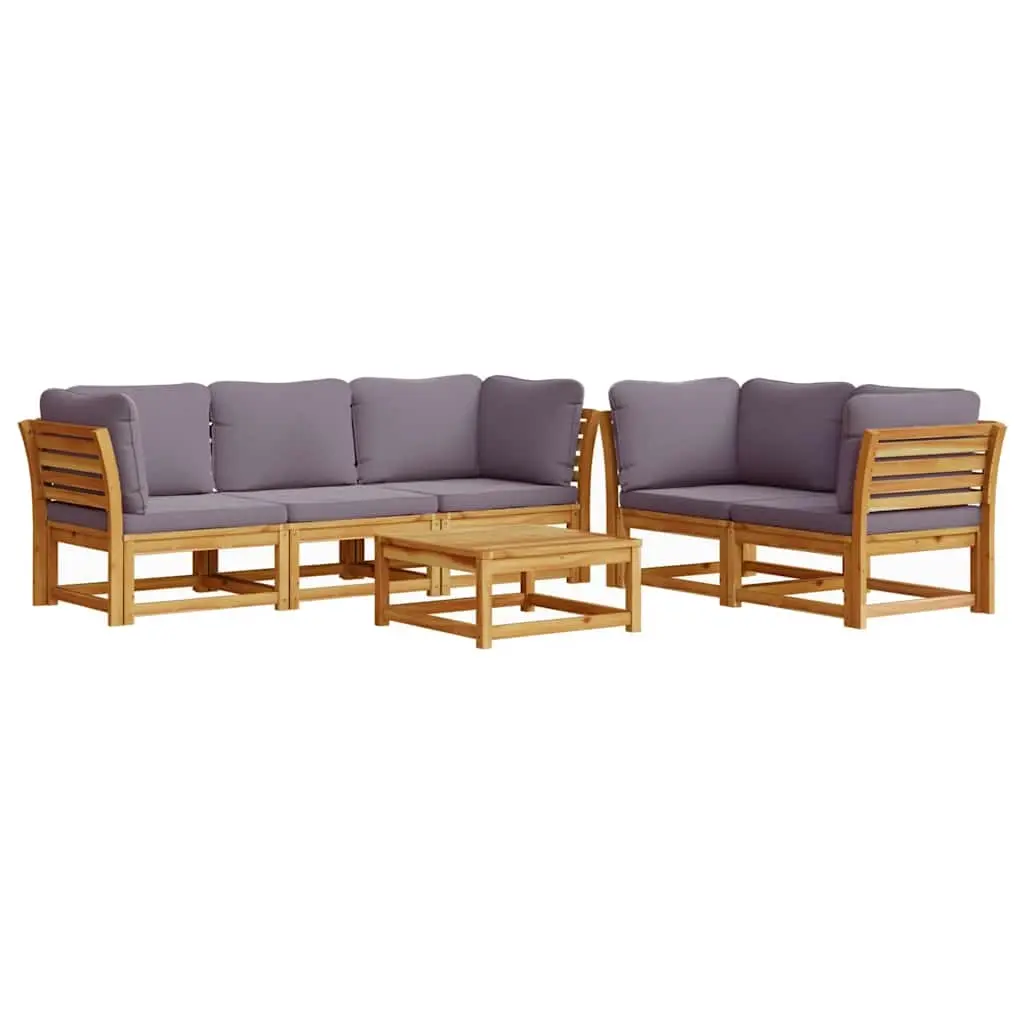 6 Piece Garden Lounge Set with Cushions Solid Wood Acacia 3214316 - Furniture