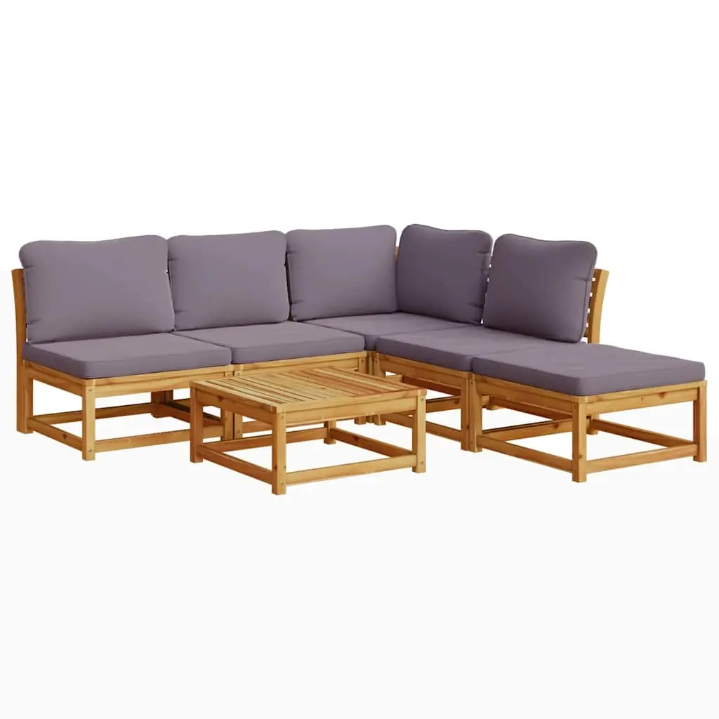 6 Piece Garden Lounge Set with Cushions Solid Wood Acacia 3214324 - Furniture