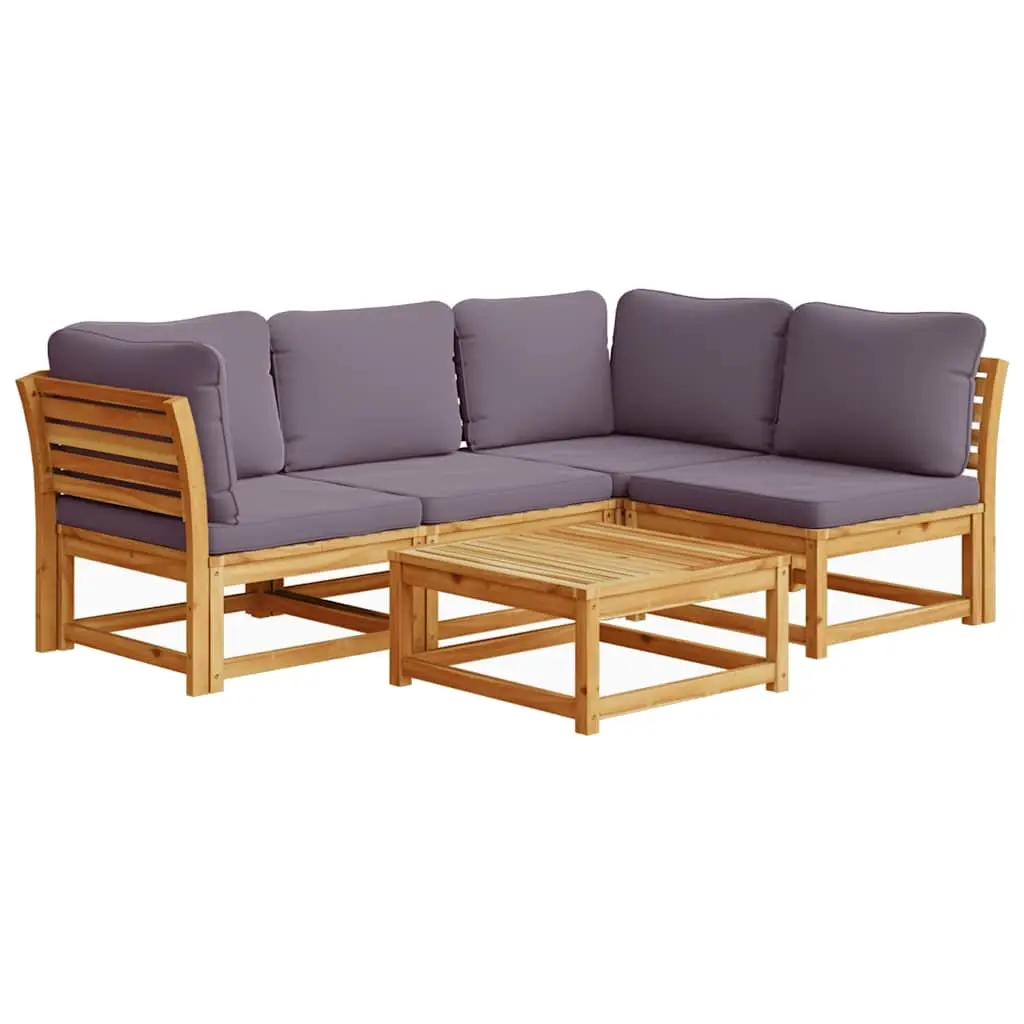 5 Piece Garden Lounge Set with Cushions Solid Wood Acacia 3214325 - Furniture