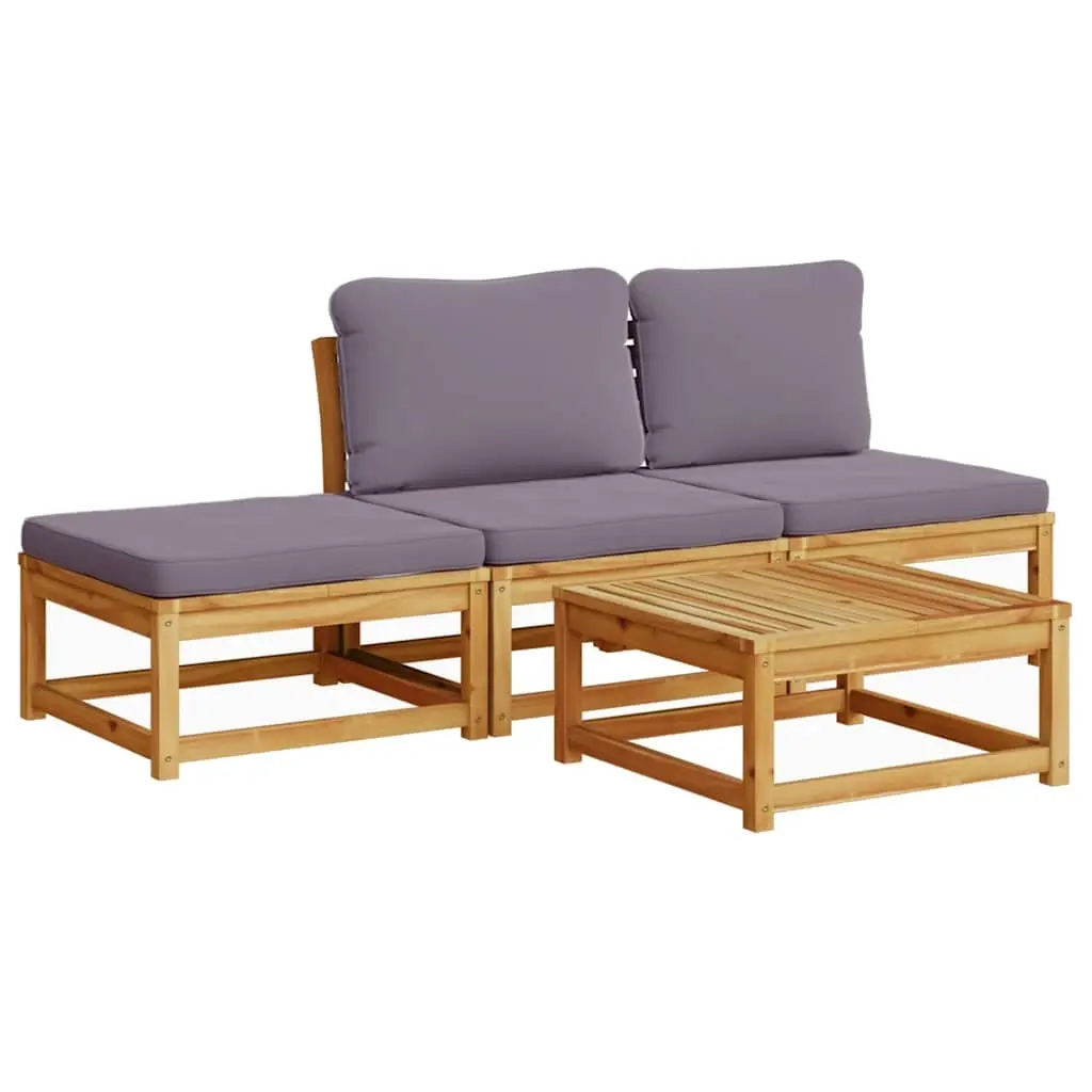 4 Piece Garden Lounge Set with Cushions Solid Wood Acacia 3214326 - Furniture