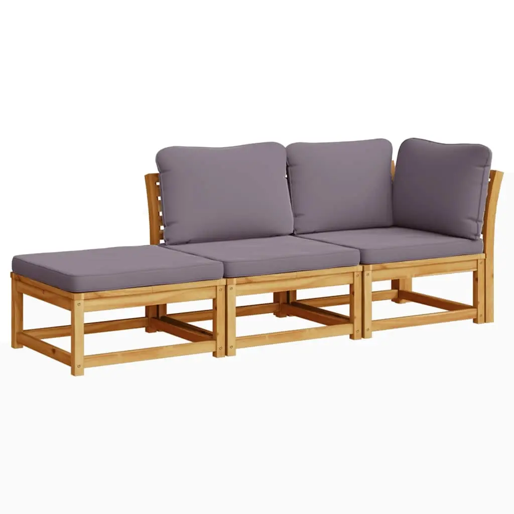 3 Piece Garden Lounge Set with Cushions Solid Wood Acacia 3214327 - Furniture