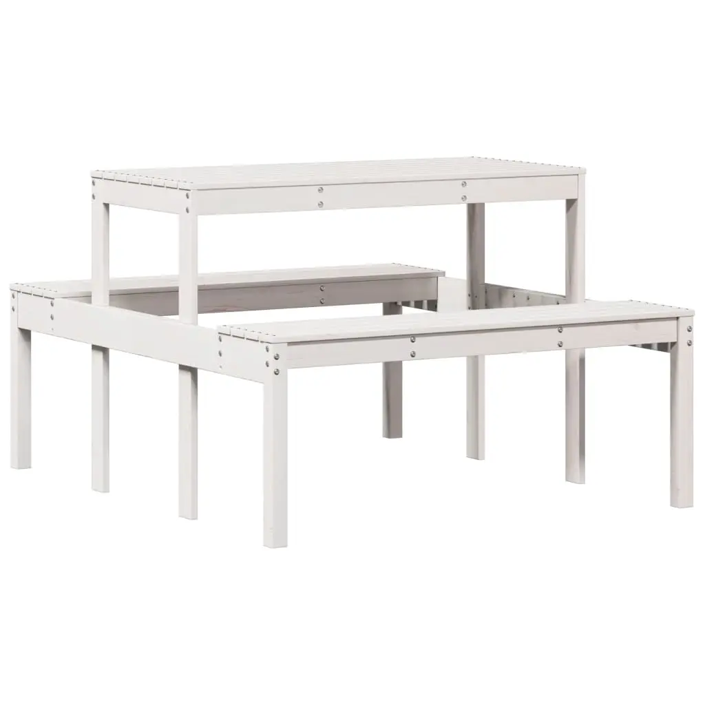 Picnic Table White 110x134x75 cm Solid Wood Pine 832558 - Furniture