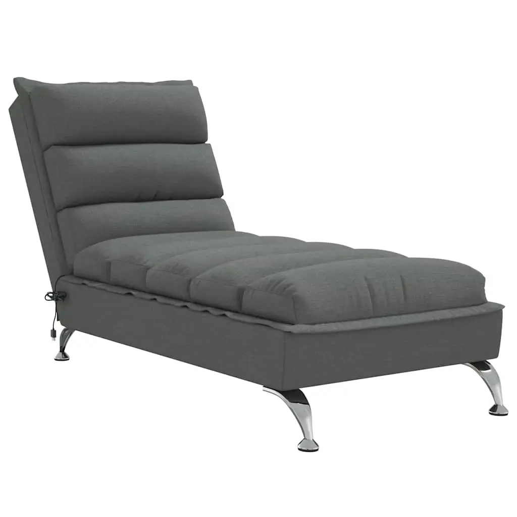Massage Chaise Lounge with Cushions Dark Grey Fabric 379476 - Furniture