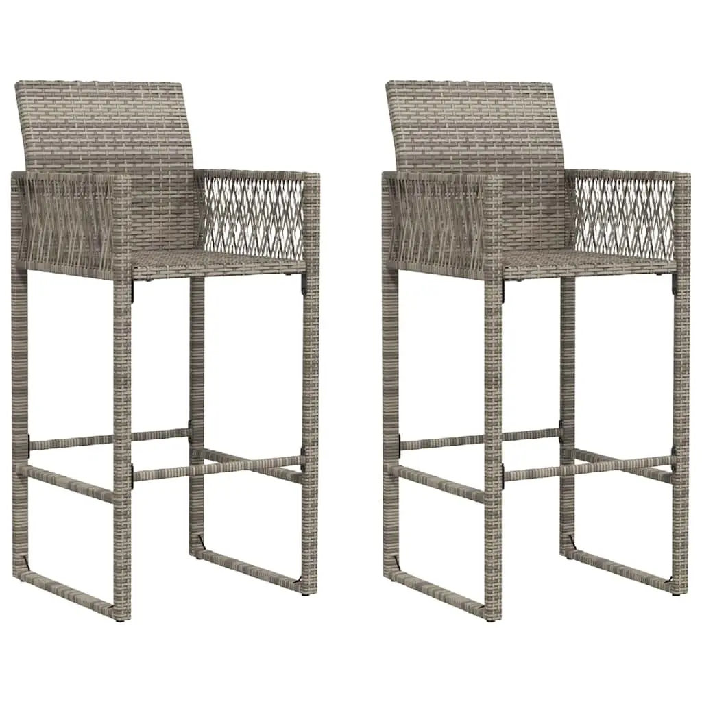 Garden Bar Stools 2 pcs Grey Poly Rattan 368704 - Furniture