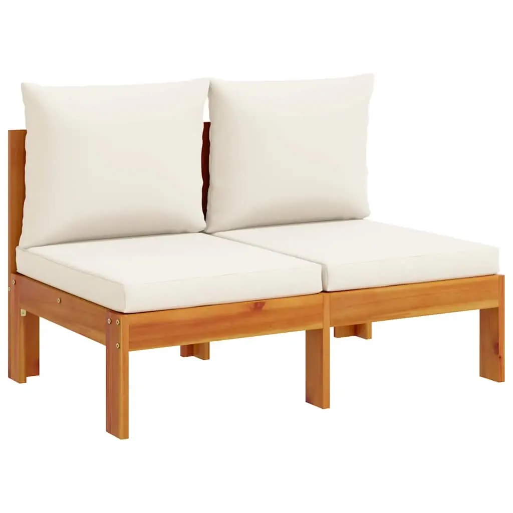 Garden Sofa Armless with Cushions 2-Seater Solid Wood Acacia 367625