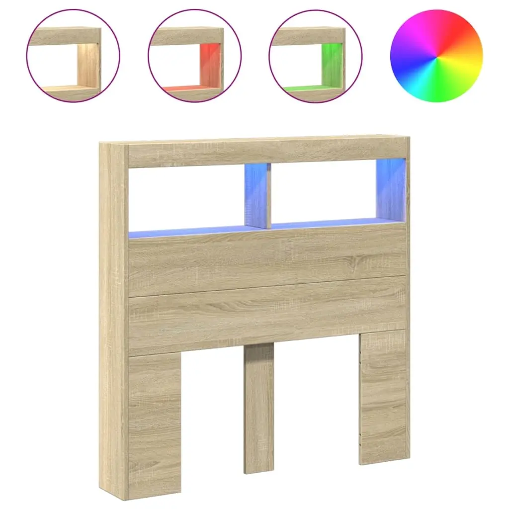 Headboard Cabinet with LED Sonoma Oak 100 cm 839184 - Furniture