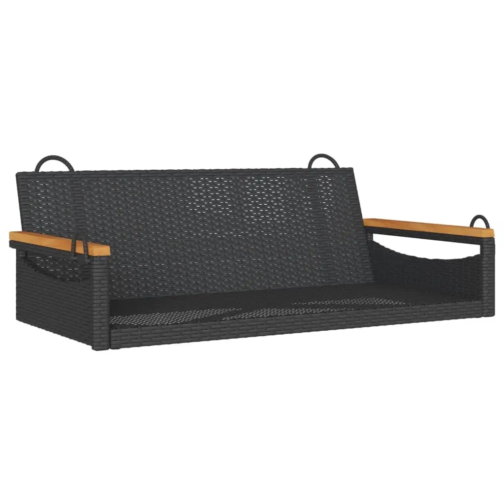 Swing Bench Black 109x62x40 cm Poly Rattan 368143 - Furniture