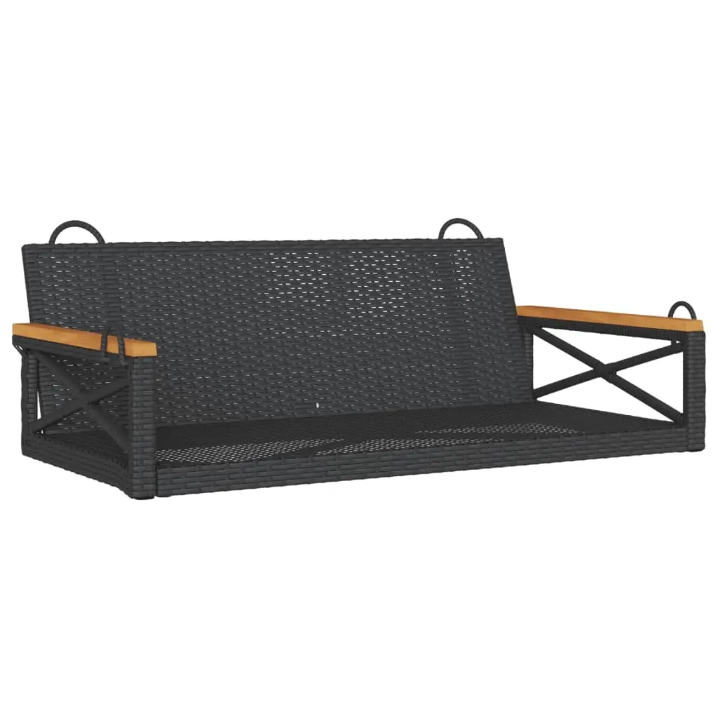 Swing Bench Black 109x62x40 cm Poly Rattan 368152 - Furniture