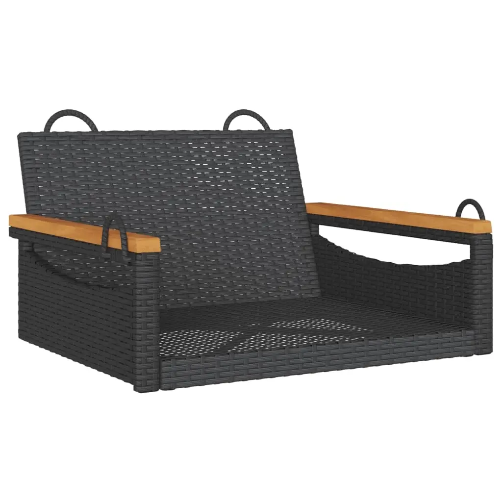 Swing Bench Black 63x62x40 cm Poly Rattan 368161 - Furniture