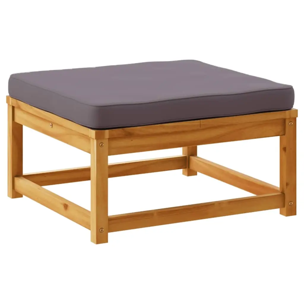 Garden Footstool with Cushions Solid Wood Acacia 366496 - Furniture
