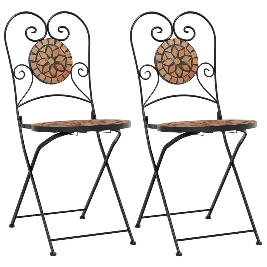 Bistro Chairs Foldable 2 pcs Terracotta Ceramic 4003403 - Furniture