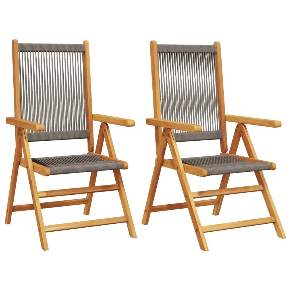 Garden Chairs 2 pcs Grey Solid Wood Acacia and Polypropylene 367655 - Furniture