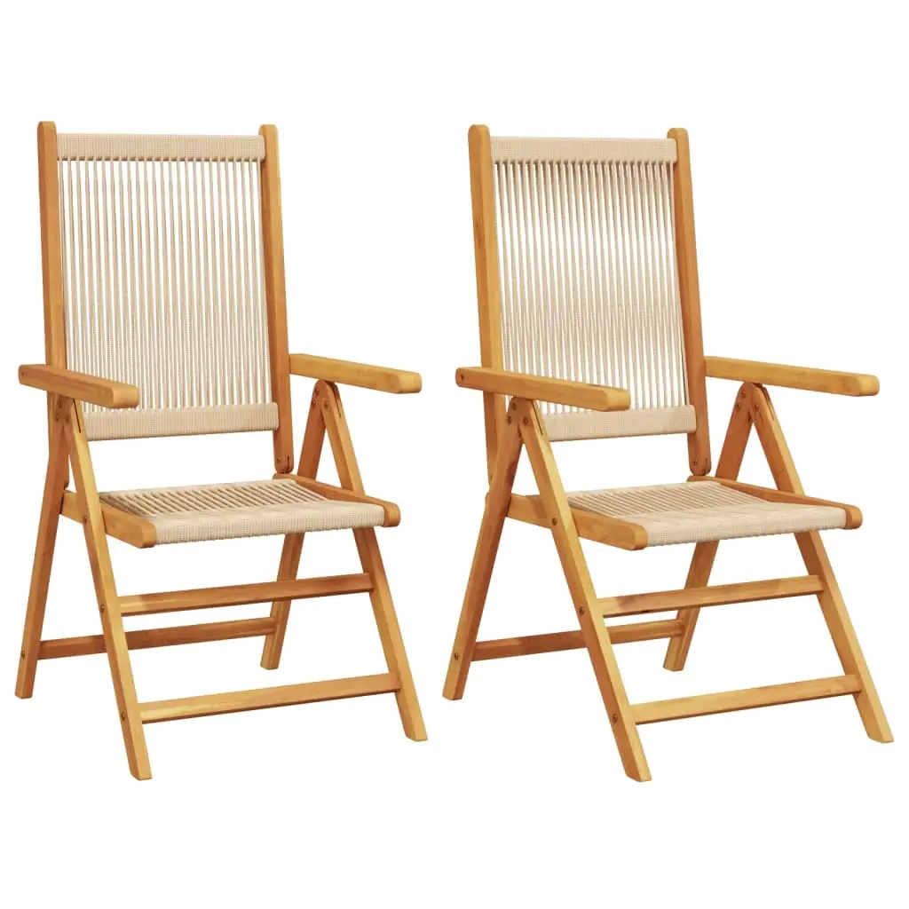 Garden Chairs 2 pcs Beige Solid Wood Acacia and Polypropylene 367656 - Furniture