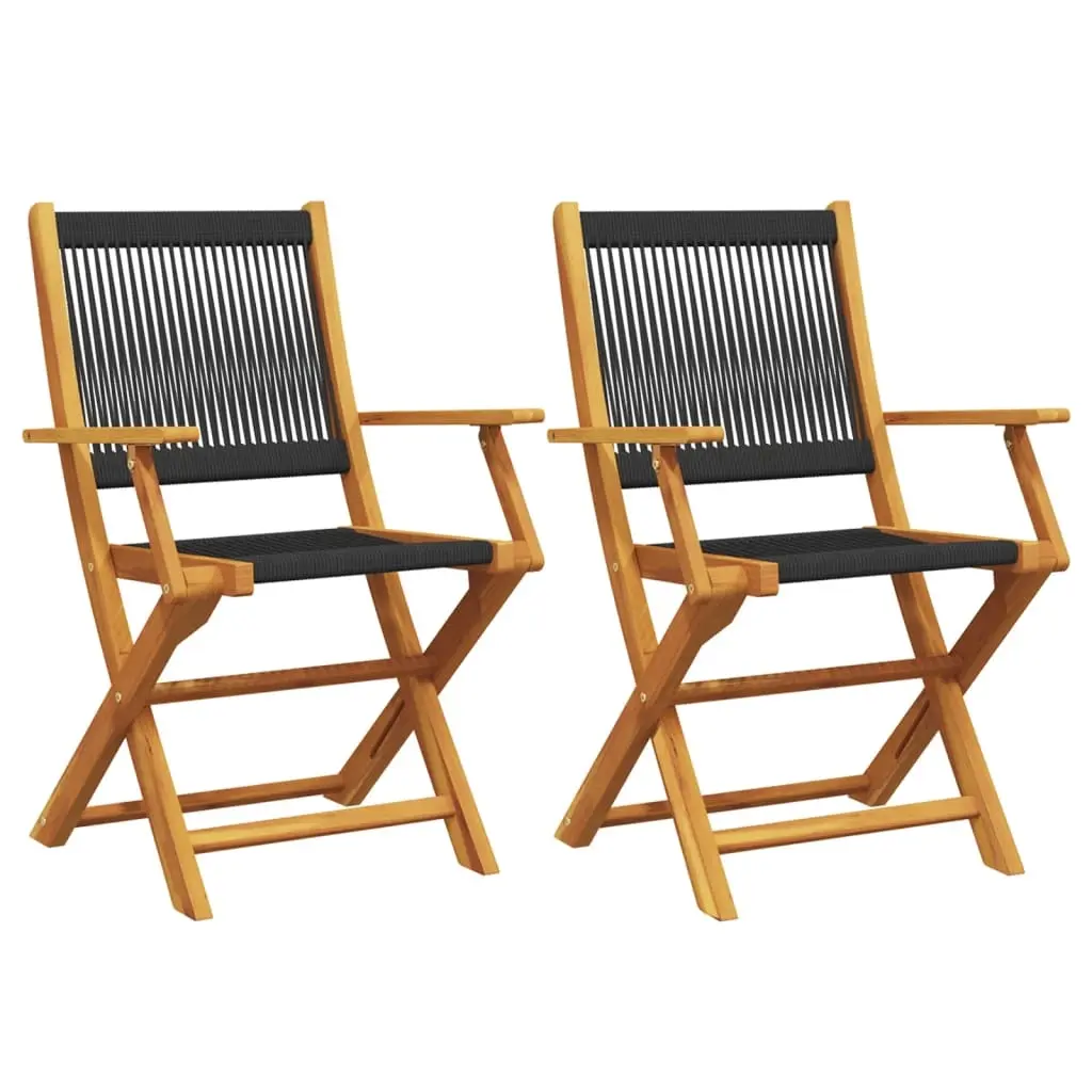 Garden Chairs 2 pcs Black Solid Wood Acacia and Polypropylene 367666 - Furniture