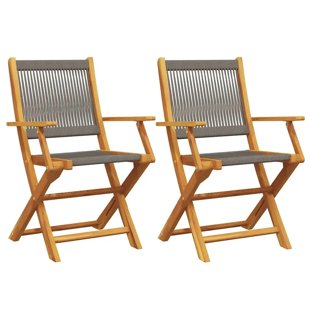 Garden Chairs 2 pcs Grey Solid Wood Acacia and Polypropylene 367667 - Furniture