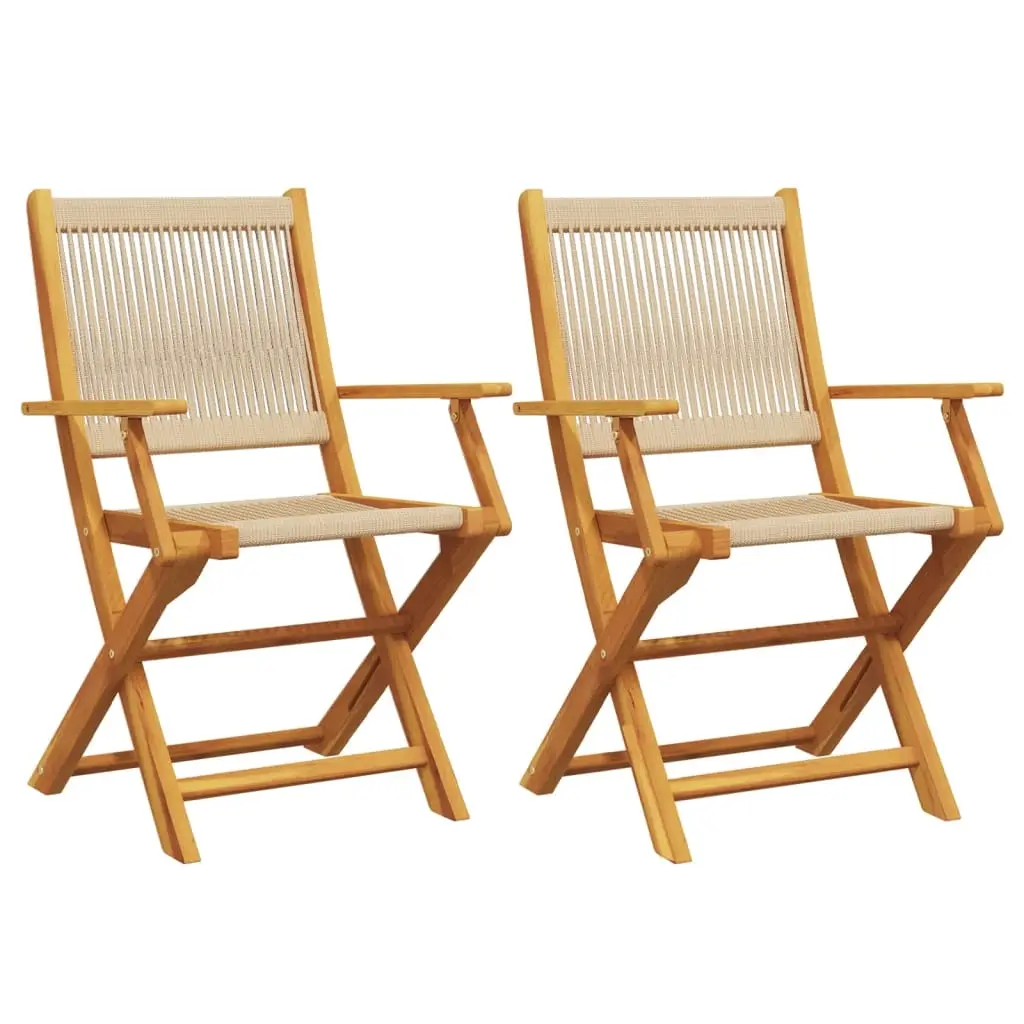 Garden Chairs 2 pcs Beige Solid Wood Acacia and Polypropylene 367668 - Furniture