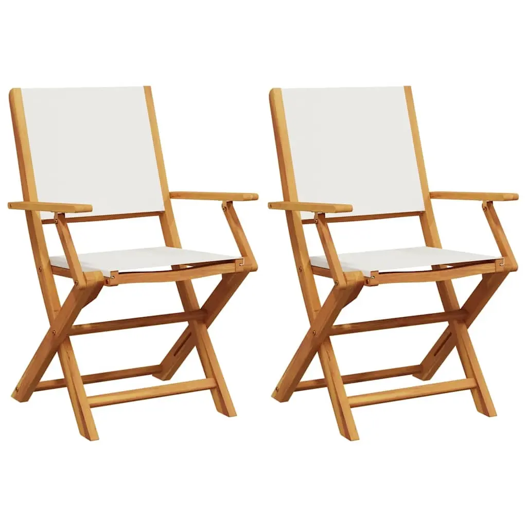 Garden Chairs 2 pcs Cream White Solid Wood Acacia and Fabric 367669 - Furniture