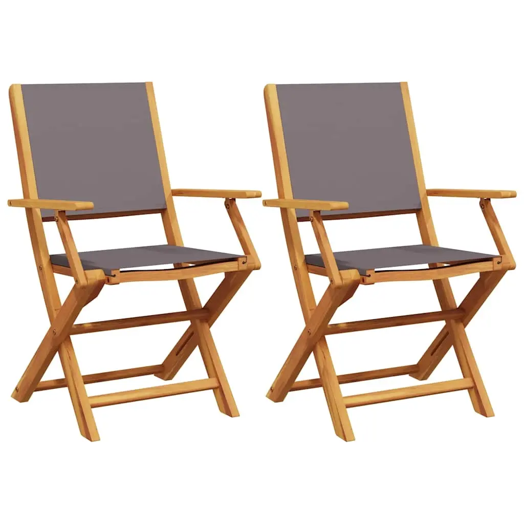 Garden Chairs 2 pcs Anthracite Solid Wood Acacia and Fabric 367670 - Furniture