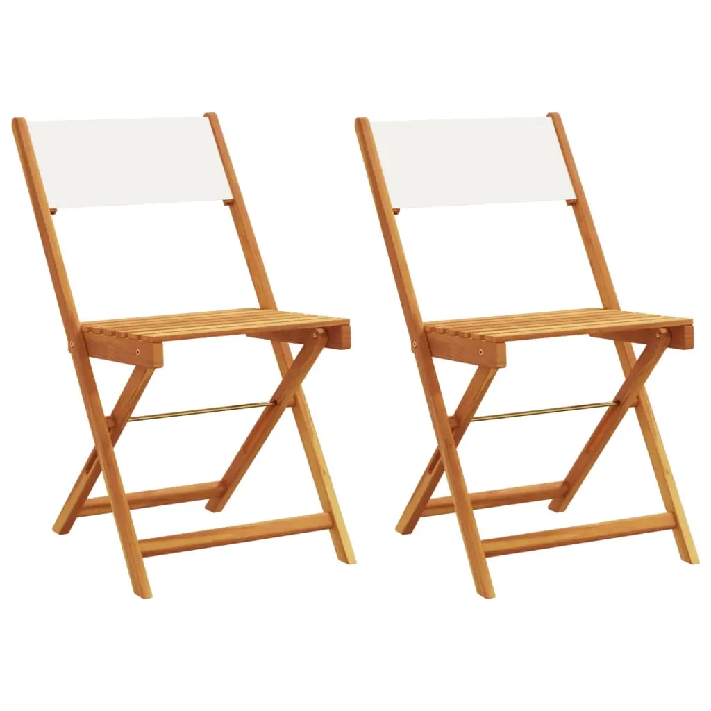 Bistro Chairs 2 pcs Cream White Solid Wood Acacia and Fabric 367681 - Furniture
