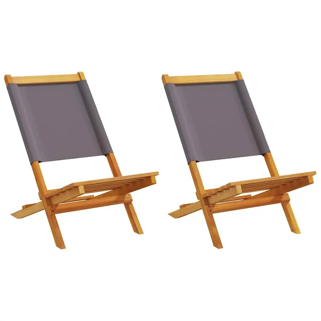 Garden Chairs 2 pcs Anthracite Solid Wood Acacia and Fabric 367691 - Furniture