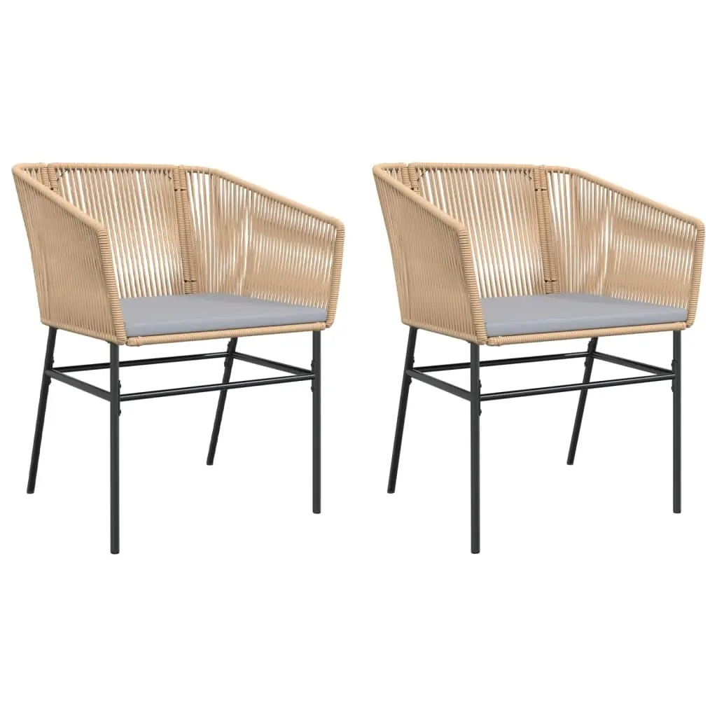 Garden Chairs 2 pcs with Cushions Brown Poly Rattan 369103 - Furniture
