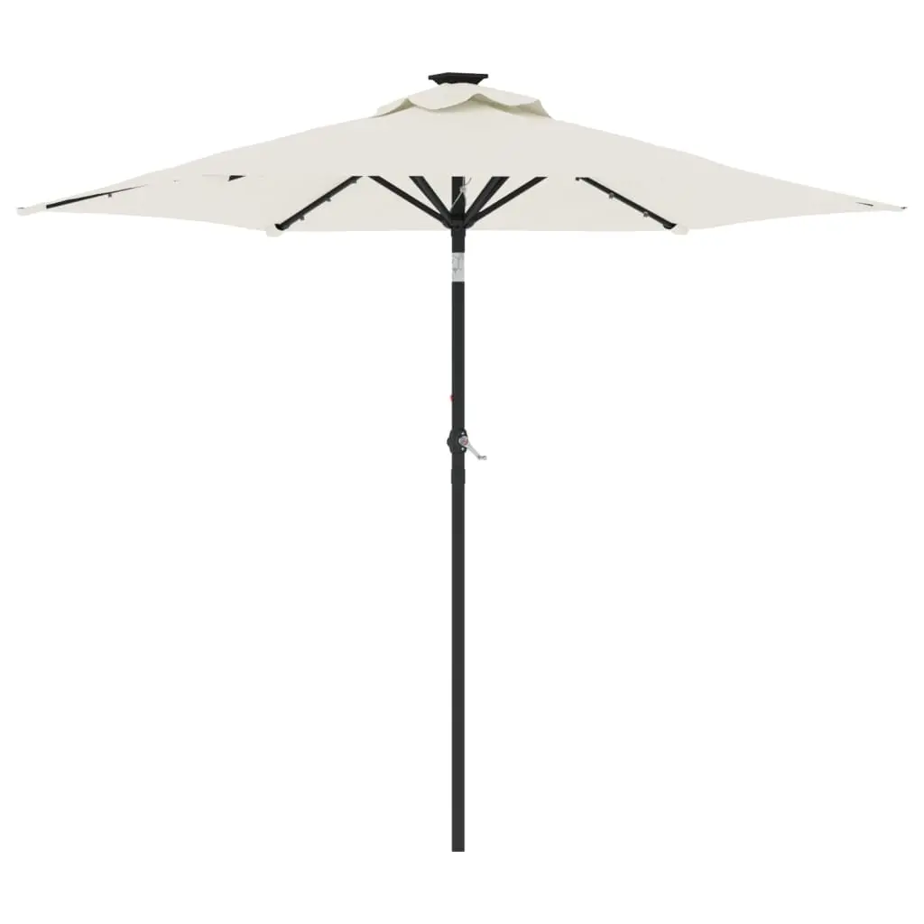 Garden Parasol with LEDs and Steel Pole White 225x225x212cm 4005066 - Home & Garden