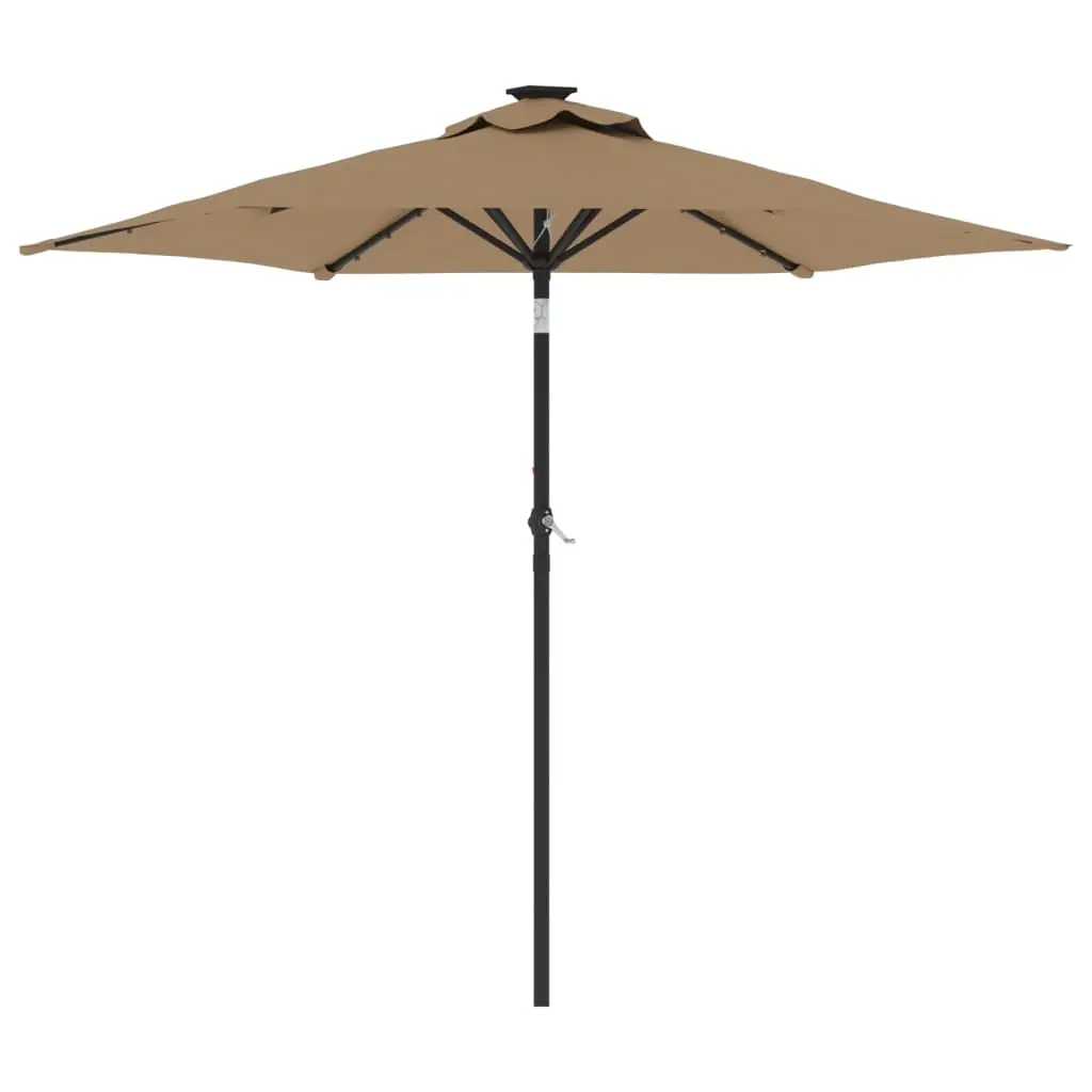 Garden Parasol with LEDs and Steel Pole Taupe 225x225x212cm 4005069 - Home & Garden