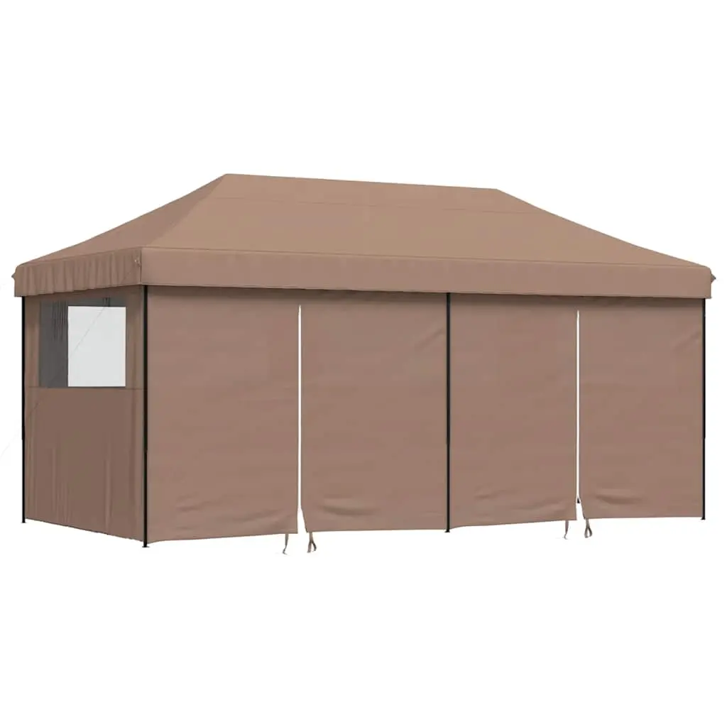 Foldable Party Tent Pop-Up with 4 Sidewalls Brown 4004956