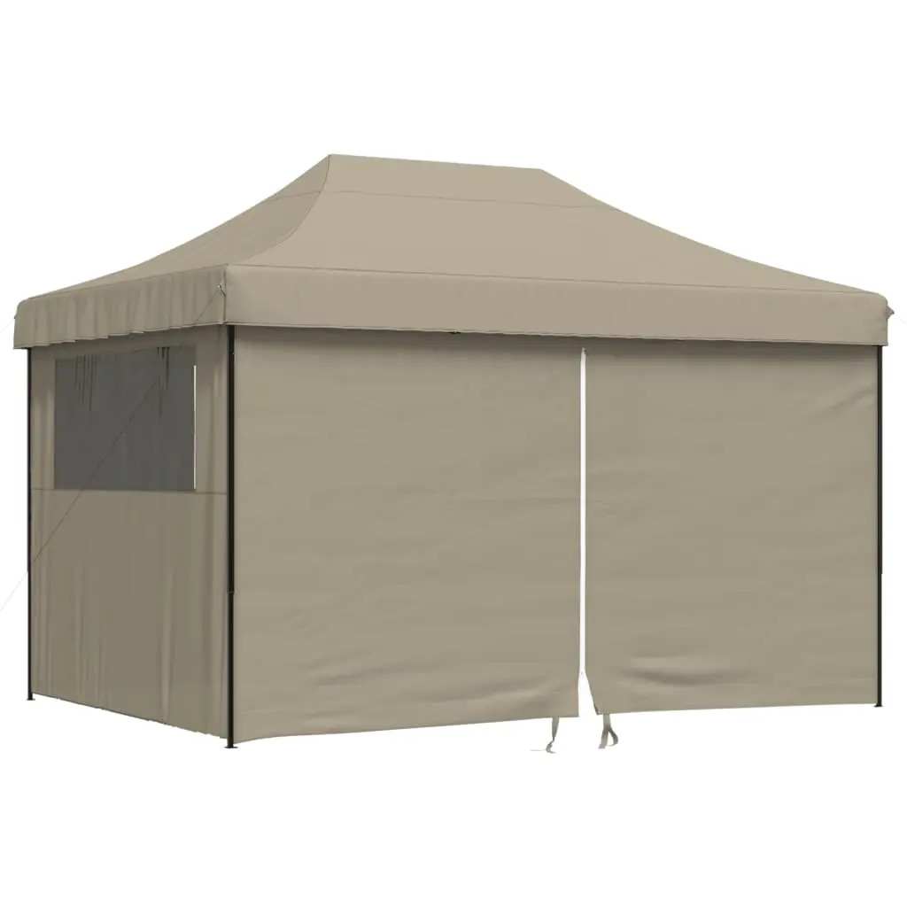 Foldable Party Tent Pop-Up with 4 Sidewalls Taupe 4005026