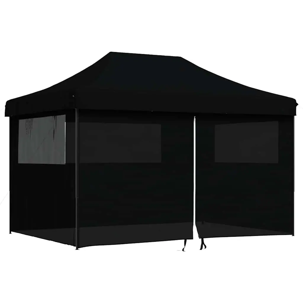 Foldable Party Tent Pop-Up with 4 Sidewalls Black 4005030