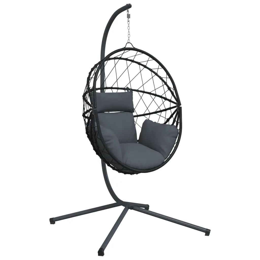 Hanging Egg Chair with Stand Anthracite Rattan and Steel 4007402 - Furniture