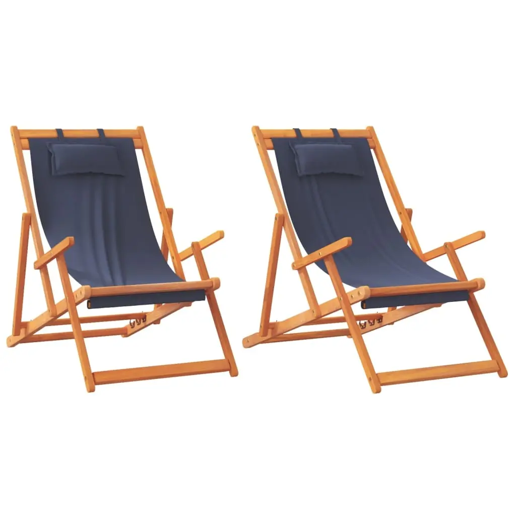 Folding Beach Chairs 2 pcs Blue Fabric 3214481 - Furniture